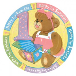 8 1ST B'DAY PINK 9'' PLATES