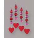 4 18" HEARTS HANGING DECOR