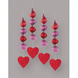 4 18" HEARTS HANGING DECOR