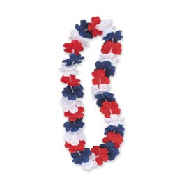 FLOWER LEI RED/WHITE/BLUE 40''