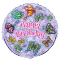 18''BLK FLUT BUTRFLS BDAY FOIL