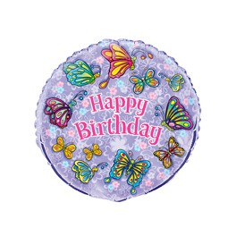 18''BLK FLUT BUTRFLS BDAY FOIL