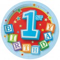 12 1ST BDAY BLKS BLU 7" PLATES