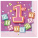 24 1ST BDAY BLKS PNK BEV NPKNS