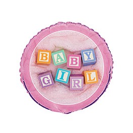 18" PKG BABY GIRL BLOCKS FOIL