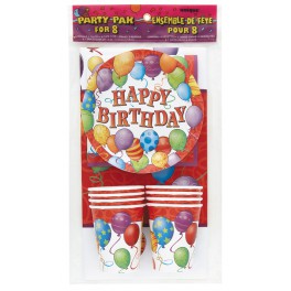 BIRTHDAY BLLNS PARTY PAK FOR 8
