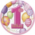 First Birthday Balloons dessert plate