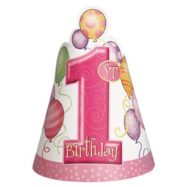 First Birthday Balloons party hats