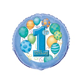 18"BLK 1ST BDAY BLN BLU FL BLN