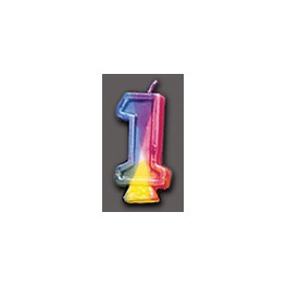 RAINBOW NUMERAL BDAY CANDLE 1
