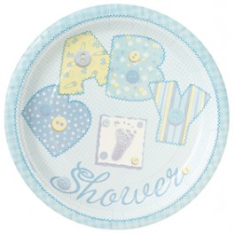 8 BABY BLUE STITCHNG 7" PLATES