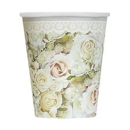 8 WEDDING ROSES 9OZ CUPS