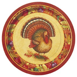 8 FESTIVE TURKEY 7" PLATES