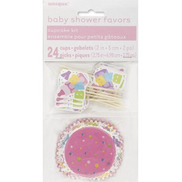 24 BBY SHWR CUPCAKE KIT-PINK