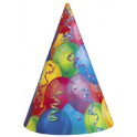 8 BRILLIANT BALLOONS PRTY HATS