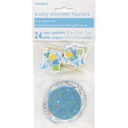 24 BBY SHWR CUPCAKE KIT-BLUE