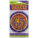 18"PKG LIVELY 65 BDAY FOIL BLN