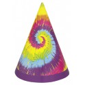 8 TYE-DYE SWIRL PARTY HATS