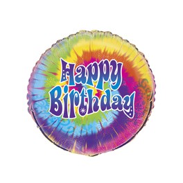 18" BULK TYE-DYE BDAY FOIL BLN