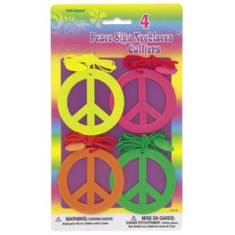 4 TYE-DYE PEACE SIGN NECKLACES