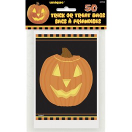 50 PUMPKIN GLOW TREAT BAGS 4X6