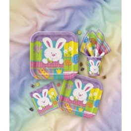 8 PATCHWORK BUNNY 9" SQ PLTS
