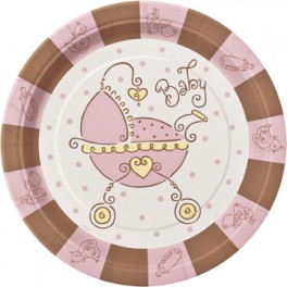 8 BABY JOY PINK 9" PLATES