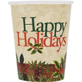 8 FESTIVE HOLLY 9 OZ CUPS