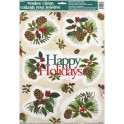 FESTIVE HOLLY  WINDOW CLING