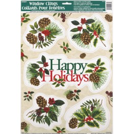 FESTIVE HOLLY  WINDOW CLING
