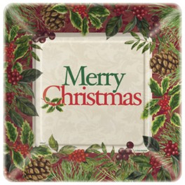8 FEST HOLLY 9" SQRW PLTS-XMAS