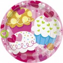 8 CUPCAKE HEARTS 7" PLATES