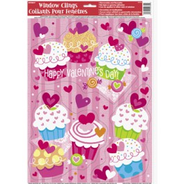 CUPCAKE HEARTS WNDOW CLING SHT