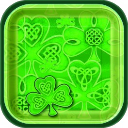 10 ST PATS CLOVER 7" SQR PLTS
