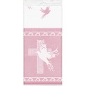 DOVE CROSS PINK TABLECOVR PLAS