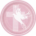 8 DOVE CROSS PINK 7" PLATES