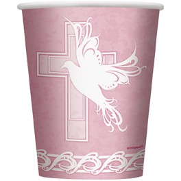 8 DOVE CROSS PINK 9 OZ CUPS