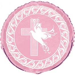 18'' PKG DOVE CROSS PINK FOIL
