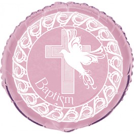 18"PKG CROSS PNK BPTSM FOIL BL