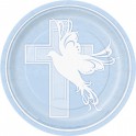 8 DOVE CROSS BLUE 7" PLATES