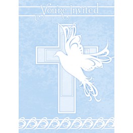 8 DOVE CROSS BLUE INVITES