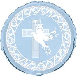 18'' PKG DOVE CROSS BLUE FOIL