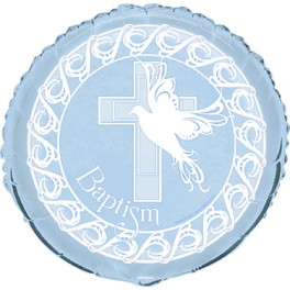18'' BLK CROSS BLU BAPTSM FOIL