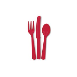 18 ASST CUTLERY RUBY RED