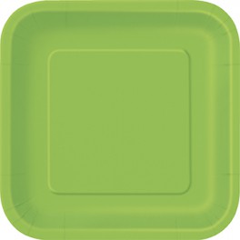 16 LIME GREEN 7" SQUARE PLATES