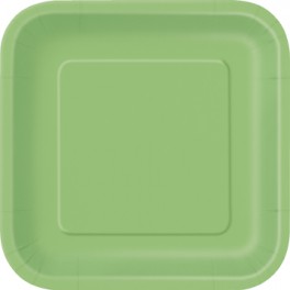 14 LIME GREEN 9" SQUARE PLATES