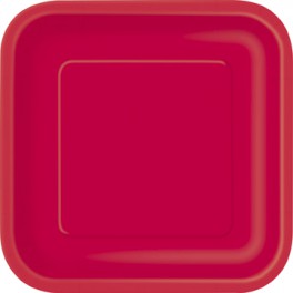 16 RUBY RED 7" SQUARE PLATES
