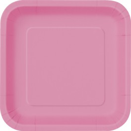 16 HOT PINK 7" SQUARE PLATES