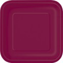14 BURGUNDY 9" SQUARE PLATES
