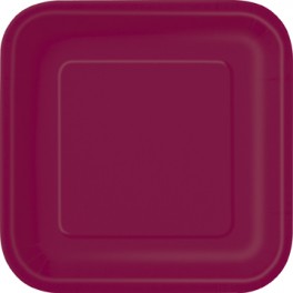 14 BURGUNDY 9" SQUARE PLATES